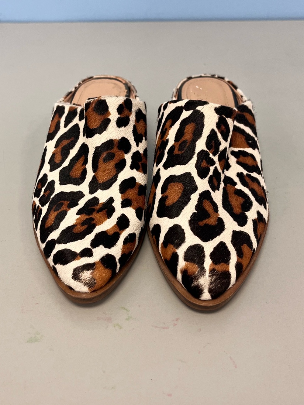 ABLE Leopard Print Mule Slides - Faux Haircalf